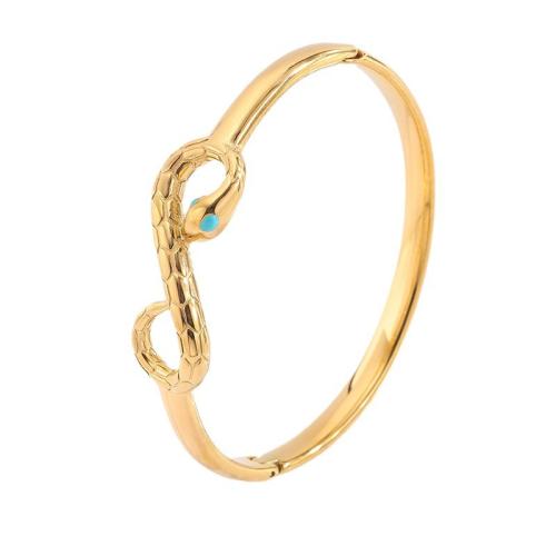 Bracelet en acier inoxydable, Acier inoxydable 304, Plaqué d'or 18K, pour femme & émail & creux, Vendu par PC