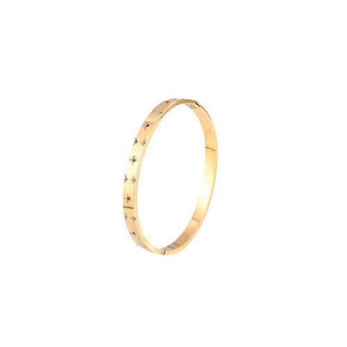 Bracelet en acier inoxydable, Acier inoxydable 304, Plaqué or 18K, bijoux de mode & pour femme & avec strass, Vendu par PC
