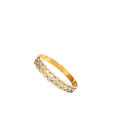 Bracelet en acier inoxydable, Acier inoxydable 304, Plaqué or 18K, pour femme & deux tons & creux, Vendu par PC