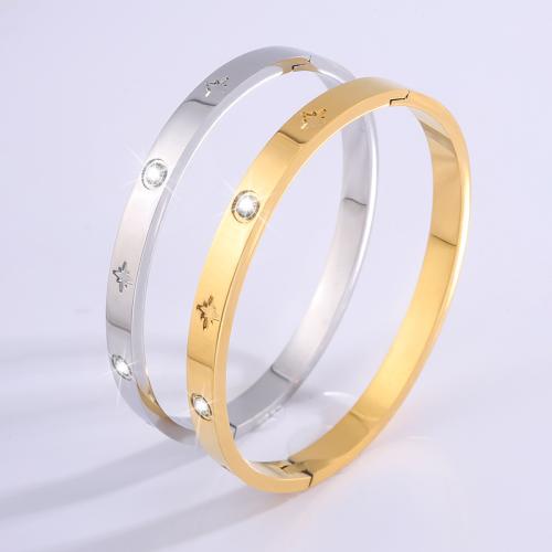 Bracelet en acier inoxydable, Acier inoxydable 304, Placage, bijoux de mode & pavé de micro zircon & pour femme, plus de couleurs à choisir, Inner diameter :60mm, width :6mm., Vendu par PC