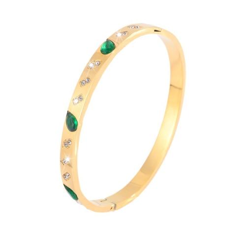 Bracelet en acier inoxydable, Acier inoxydable 304, Placage, bijoux de mode & pour femme & avec strass, doré, Vendu par PC