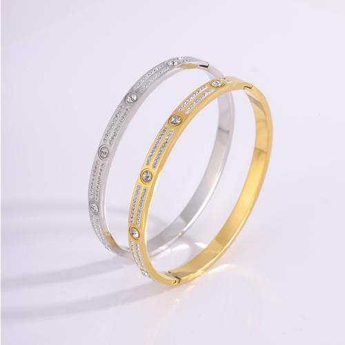 Bracelet en acier inoxydable, Acier inoxydable 304, Placage, bijoux de mode & pavé de micro zircon & pour femme, plus de couleurs à choisir, Vendu par PC