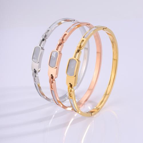 Bracelet en acier inoxydable, Acier inoxydable 304, avec coquille blanche, Placage, bijoux de mode & unisexe & creux, plus de couleurs à choisir, Vendu par PC