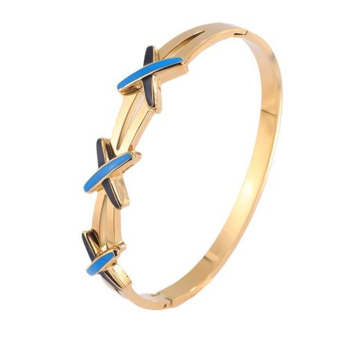 Bracelet en acier inoxydable, Acier inoxydable 304, Plaqué d'or 18K, pour femme & émail & creux, Vendu par PC