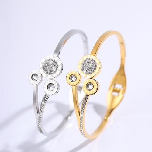 Bracelet en acier inoxydable, Acier inoxydable 304, Placage, bijoux de mode & pour femme & avec strass, plus de couleurs à choisir, Vendu par PC[