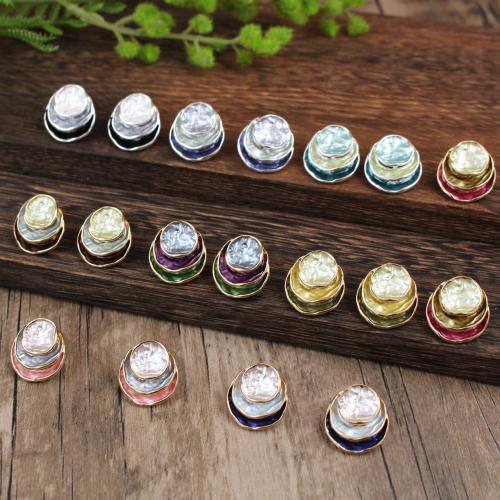 Enamel Zinc Alloy Stud Earring, Round, three layers & for woman [