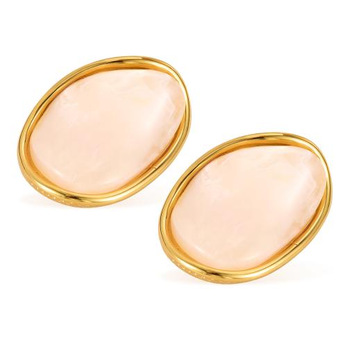 Resin Stud Earring, 304 Stainless Steel, with Resin, gold color plated, fashion jewelry & for woman [