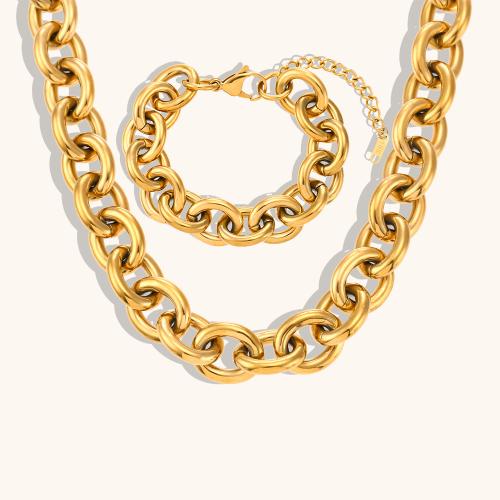 Parures de bijoux en acier inoxydable, acier inoxydable 316L, Plaqué or 18K, bijoux de mode & styles différents pour le choix & pour femme, Vendu par PC