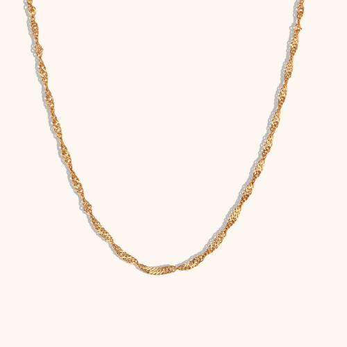 Fashion Stainless Steel Jewelry Sets, 304 Stainless Steel, Round, 18K gold plated, wave chain & for woman 