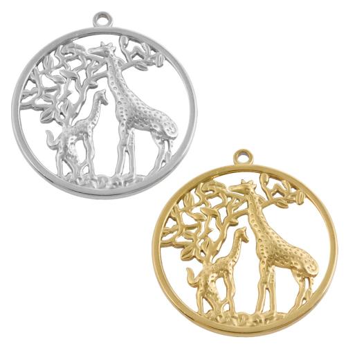 Pendentifs d'animaux en acier inoxydable , Acier inoxydable 304, Girafe, Placage, DIY & creux, plus de couleurs à choisir Vendu par sac