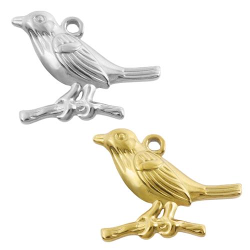 Stainless Steel Animal Pendants, 304 Stainless Steel, Bird, plated, DIY 
