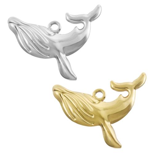 Stainless Steel Animal Pendants, 304 Stainless Steel, Whale, plated, DIY 