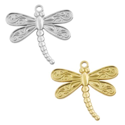Stainless Steel Animal Pendants, 304 Stainless Steel, Dragonfly, plated, DIY 