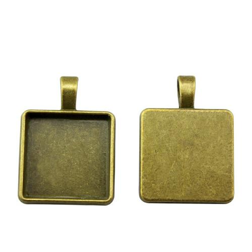Pendantif en Alliage de zinc  , Carré, Placage, DIY & normes différentes pour le choix, couleur bronze antique, Vendu par PC