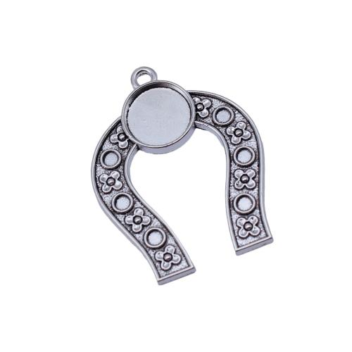 Zinc Alloy Pendant Cabochon Setting, Aluminum Alloy, plated, DIY, antique silver color 