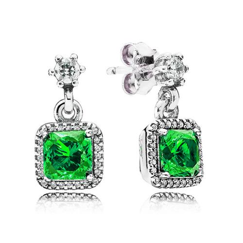 Zinc Alloy Drop Earring, with Crystal, Square, plated & for woman, earring length 10-20mm [