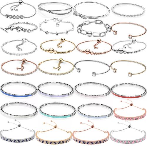 Zinklegierung Armband, plattiert, verschiedene Stile für Wahl & für Frau & mit Strass, Innendurchmesser:ca. 60mm, Länge:ca. 6-10 ZollInch, verkauft von PC