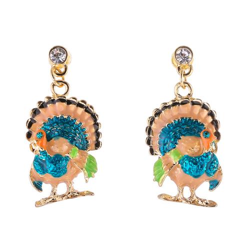 Zinklegierung Tropfen Ohrring, Phönix, goldfarben plattiert, für Frau & Emaille & mit Strass, earring length 40-50mm, verkauft von Paar[