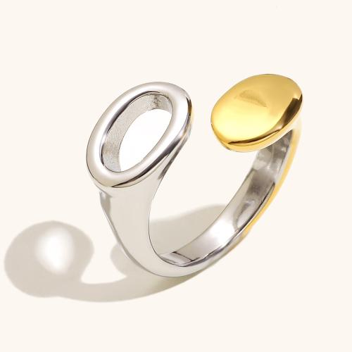 Stainless Steel Finger Ring, 304 Stainless Steel, plated & for woman & two tone & hollow 