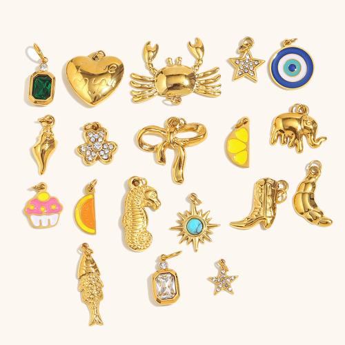 Stainless Steel Pendants, 304 Stainless Steel, 18K gold plated, DIY & enamel 