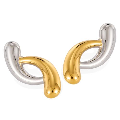 Stainless Steel Stud Earring, 304 Stainless Steel, plated, for woman & two tone & hollow 