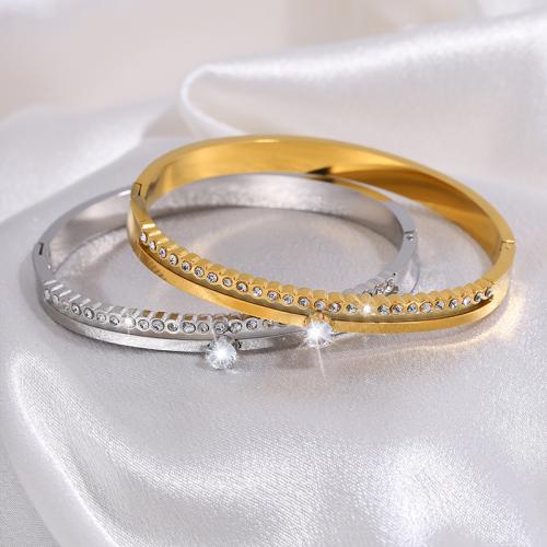 Bracelet en acier inoxydable, Acier inoxydable 304, Placage, unisexe & avec strass & creux, plus de couleurs à choisir, Vendu par PC