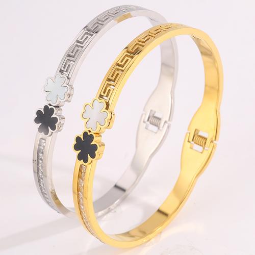Bracelet en acier inoxydable, Acier inoxydable 304, avec coquille blanche & Acrylique, Placage, unisexe & avec strass & creux, plus de couleurs à choisir, Vendu par PC