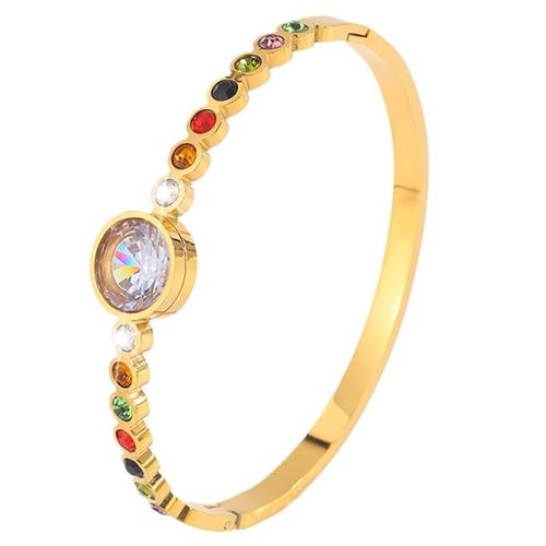 Bracelet en acier inoxydable, Acier inoxydable 304, Placage, bijoux de mode & pour femme & avec strass, doré, Vendu par PC