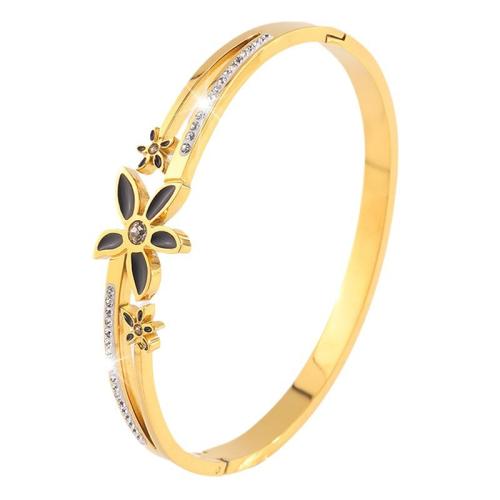 Bracelet en acier inoxydable, Acier inoxydable 304, Placage, pour femme & émail & creux, doré, Vendu par PC