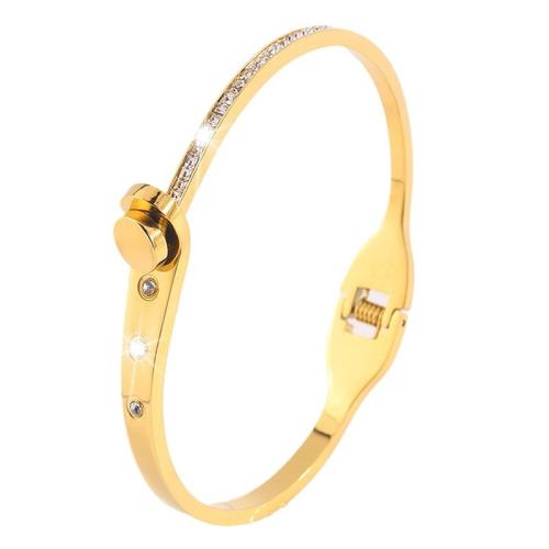 Bracelet en acier inoxydable, Acier inoxydable 304, Placage, bijoux de mode & pour femme & avec strass, doré, Vendu par PC