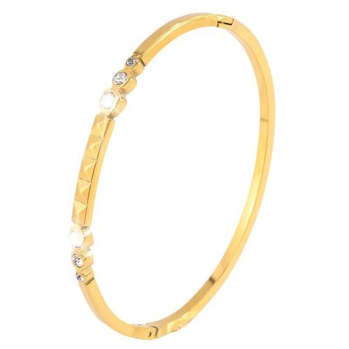 Bracelet en acier inoxydable, Acier inoxydable 304, Placage, bijoux de mode & pour femme & avec strass, doré, Vendu par PC