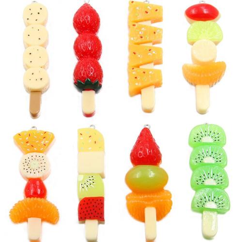 Imitation Food Resin Pendants, with Plastic & 304 Stainless Steel, DIY 