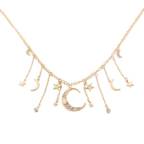 Zinc Alloy Head Chain, Moon, plated, folk style & for woman & with rhinestone Approx 55 cm [