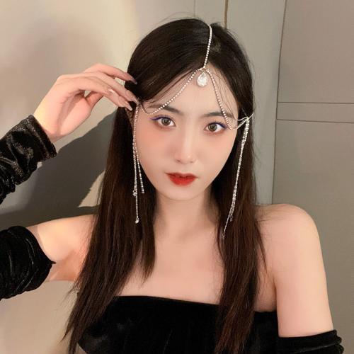 Zinc Alloy Head Chain, with Crystal, plated, multilayer & for woman & with rhinestone Approx 55 cm [