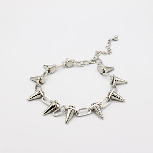 Zinc Alloy Necklace, plated, with rivet stud & punk style & Unisex Approx 17-18 Inch 