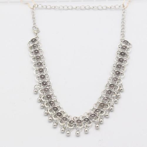 Zinc Alloy Necklace, Flower, antique silver color plated, vintage & for woman Approx 17-18 Inch 