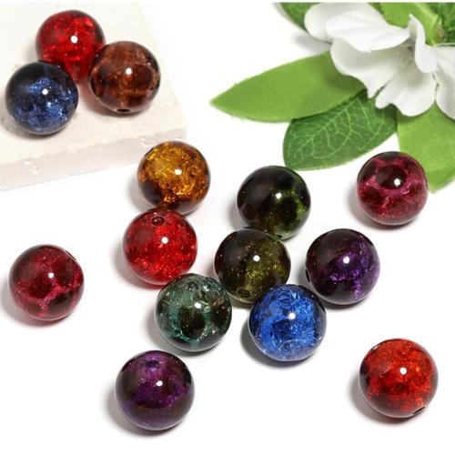 Crackle Acrylic Beads, gold color plated, DIY [