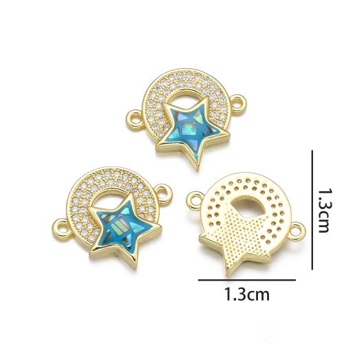 Цирконий Микро вымощает Латунный разъем, Латунь, плакирован золотом, DIY & инкрустированное микро кубического циркония & эмаль & 1/1 петля, Много цветов для выбора, не содержит никель, свинец продается PC