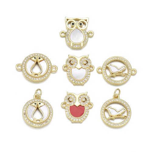 Цирконий Микро вымощает Латунный разъем, Латунь, плакирован золотом, DIY & инкрустированное микро кубического циркония & 1/1 петля, Много цветов для выбора, не содержит никель, свинец, продается PC