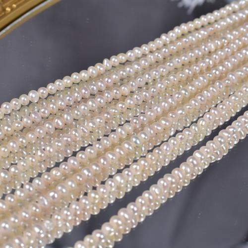 Naturel d'eau douce perles, perle d'eau douce cultivée, Plat rond, DIY, blanc, 4-5mm cm, Vendu par brin[