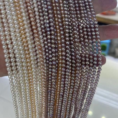 Naturel d'eau douce perles, perle d'eau douce cultivée, Légèrement rond, DIY, plus de couleurs à choisir, 4-4.5mm cm, Vendu par brin[