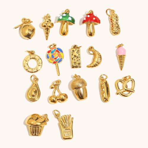 Stainless Steel Pendants, 304 Stainless Steel, 18K gold plated, DIY & enamel 