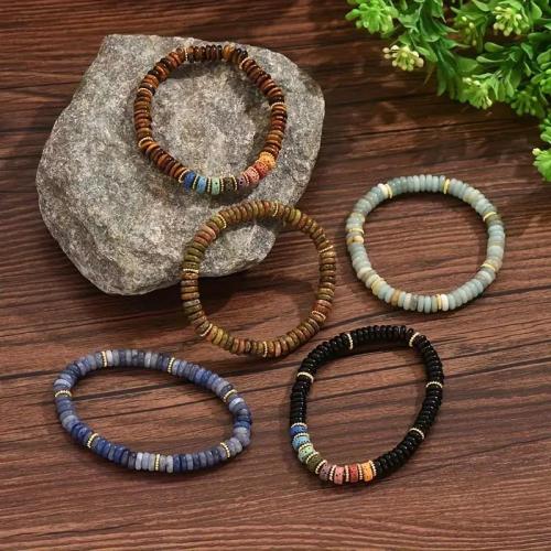 Edelstein Armbänder, Zinklegierung, mit Naturstein & elastischer Faden, handgemacht, Modeschmuck & verschiedenen Materialien für die Wahl & unisex, keine, verkauft von PC