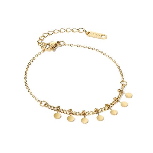 Bracelet en acier inoxydable, Acier inoxydable 304, Plaqué or 18K, bijoux de mode & styles différents pour le choix & pour femme, Vendu par PC[