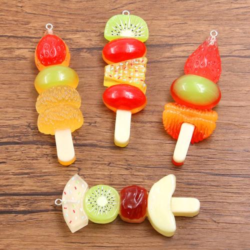 Imitation Food Resin Pendants, with Plastic & 304 Stainless Steel, DIY 