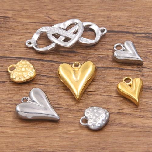pendentifs de cœur en inox , Acier inoxydable 304, coeur, Placage, DIY, plus de couleurs à choisir Vendu par sac