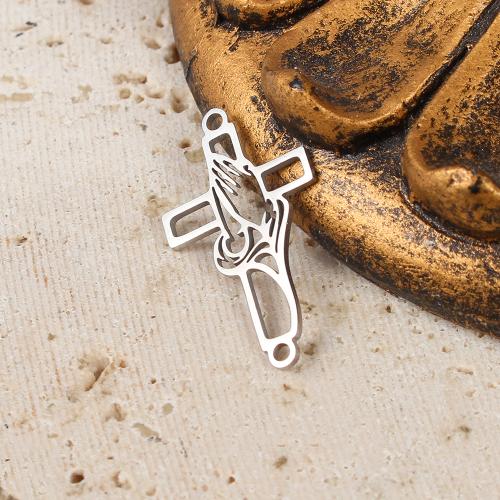 pendentifs En acier inoxydable de Croix , Acier inoxydable 304, Placage de couleur argentée, DIY, argent Vendu par PC