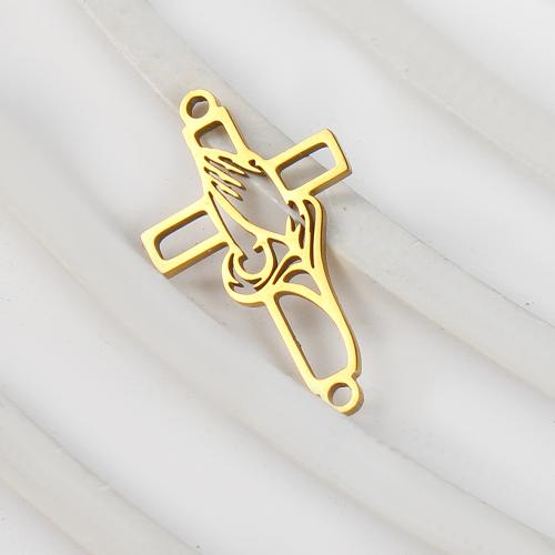 pendentifs En acier inoxydable de Croix , Acier inoxydable 304, Placage de couleur d'or, DIY & creux, doré Vendu par PC