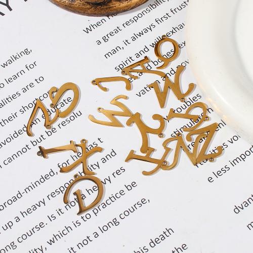 Pendentif de lettre en acier inoxydable, Acier inoxydable 304, Lettre d’alphabet, Placage de couleur d'or, DIY, doré, Vendu par PC