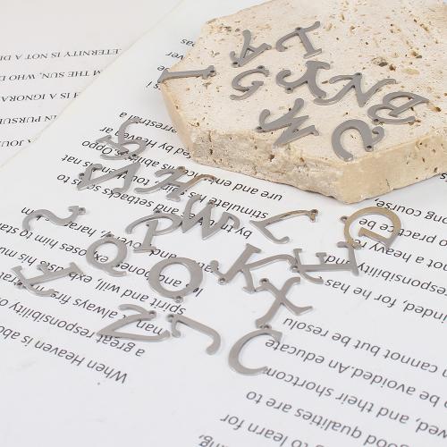 Pendentif de lettre en acier inoxydable, Acier inoxydable 304, Lettre d’alphabet, Placage de couleur argentée, DIY, argent, Vendu par PC